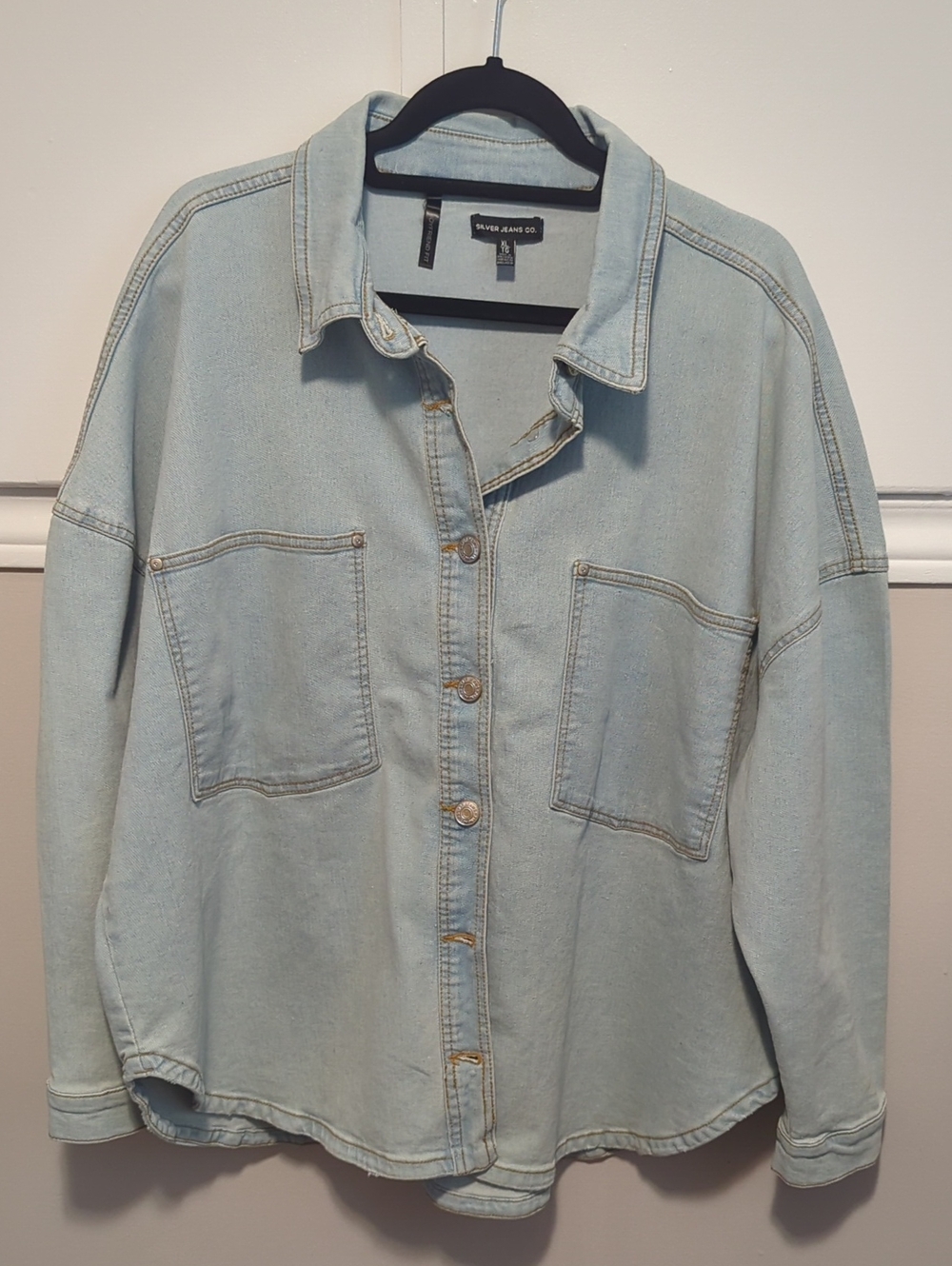 Silver Jeans Light Blue Denim Button-Front Shirt Jacket